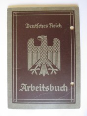 Rara! Carte de munca 148 x 105 mm Germania nazista 1935-1945 foto