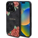 Husa pentru iphone 16 pro max - guess hardcase 4g flower print magsafe - black