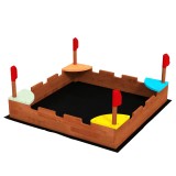 AIYAPLAY Lădiță Nisip Castel Copii Scaune 90x90x17 Maro | Aosom Romania