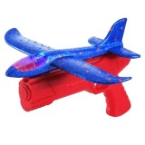 Pistol cu Lansator de Avion, Cyrax, din Polistiren+Plastic, +3 Ani, Avion 24 cm, Lansare 10 m, cu Lumini, Rosu/Albastru