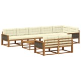 vidaXL Set de canapele de exterior cu pernă 9 pcs Natural și Crem 3382678
