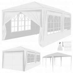 Cort pavilion pentru curte,gradina,evenimente cu 6 pereti laterali,4 ferestre,dimensiuni 3x6m,alb