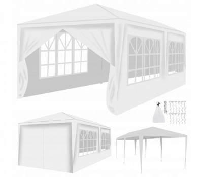Cort pavilion pentru curte,gradina,evenimente cu 6 pereti laterali,4 ferestre,dimensiuni 3x6m,alb foto