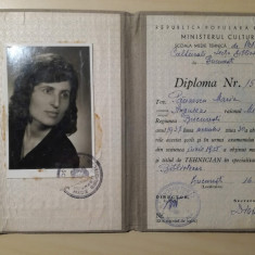 Diploma bibliotecar 1965, Singureni, Mihailesti, Paunescu Maria