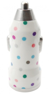 Incarcator auto Trendz Bullet Polka Dot, 2.1 A, USB, alb cu puncte foto