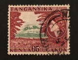 Kenya, Uganda &amp; Tanganyika (Africa de Est Britanică) 1954&ndash;1959 - "Muntele Kilimanjaro &amp; Regina Elisabeta a II-a" (65 Cents Carmin/Verde) - Cod: -A992