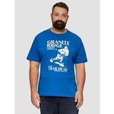 s.Oliver Big Sizes Tricou barbati big sizes la baza gatului din bumbac, cu imprimeu Grafic si croiala Regular fit, Albastru, 2XL