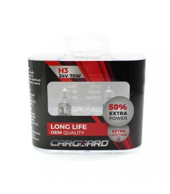 Set 2 becuri Halogen 24V H3 70W +50% Intensitate LONG LIFE CARGUARD foto