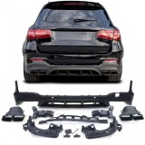 Difuzor spate versiune sport cu tevi de esapament negre, potrivit pentru Mercedes GLC X253 Performance AutoTuning