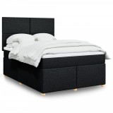 VidaXL Pat box spring cu saltea, negru, 140x190 cm, textil 3293570