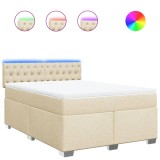 Cumpara ieftin Pat continental cu saltea, crem, 140x200 cm, material textil