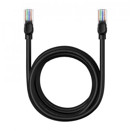 PATCH CORD UTP Baseus Cat5, fire din cupru, round cable, viteza maxima 1 Gbps, PVC, 3m, negru &quot;B00133206111-04&quot; (timbru verde 0.08 lei) - 693217263702