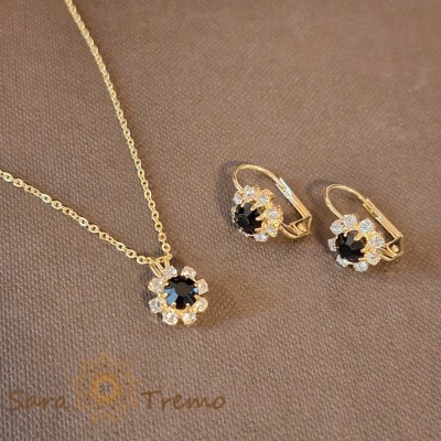 Set bijuterii placate cu aur Keira - cristale zirconia negre foto