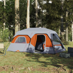 Cort de camping, 9 persoane, gri si portocaliu, 441x288x217 cm