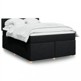 VidaXL Pat box spring cu saltea, negru, 140x190 cm, textil 3286670
