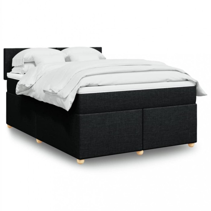 vidaXL Pat box spring cu saltea, negru, 140x190 cm, textil 3286670