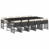 Cumpara ieftin Set mobilier de exterior cu perne, 11 piese, negru, poliratan