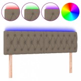 Cumpara ieftin Tablie de pat cu LED, gri taupe, 144x7x78/88 cm, textil