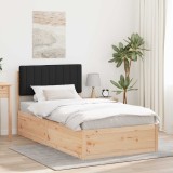 vidaXL Cadru de pat cu tăblie tapițată cu headboard Negru 100 x 200 cm 877791