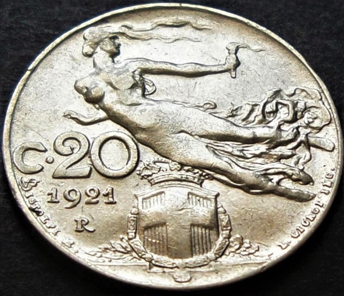 Moneda istorica 20 CENTESIMI - ITALIA, anul 1921 * cod 864 = excelenta
