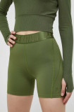 P.E Nation pantaloni scurți de antrenament Backcheck culoarea verde, neted, high waist