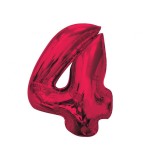 Balon folie sub forma de cifra, rosu, 92 cm-Tip Cifra 4