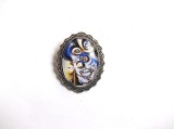 Brosa Sticla Arta Abstracta, Bijuterie Femei Eleganta, 50x40mm, Cadou Fashion