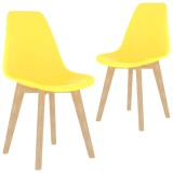 Cumpara ieftin Scaune de bucătărie, 2 buc., galben, plastic