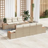 vidaXL Set de canapele pentru grădină cu pernă 8 pcs Bej Rattan poli 3348042
