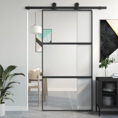 vidaXL U?a glisanta, negru, 102,5x205 cm, sticla securizata/aluminiu foto
