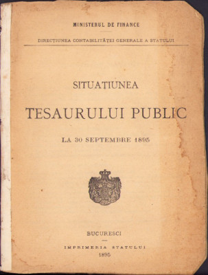 HST C3518 Situațiunea tesaurului public la 30 septembrie 1895 foto