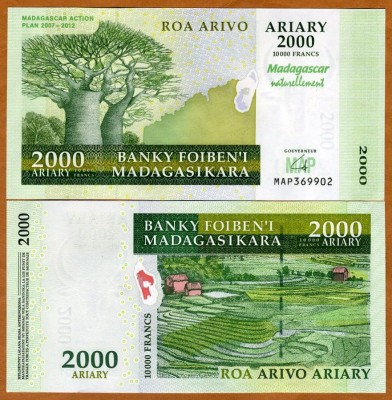 !!! MADAGASCAR - 2000 ARIARY (2007) - P 93 , COMM. - UNC foto