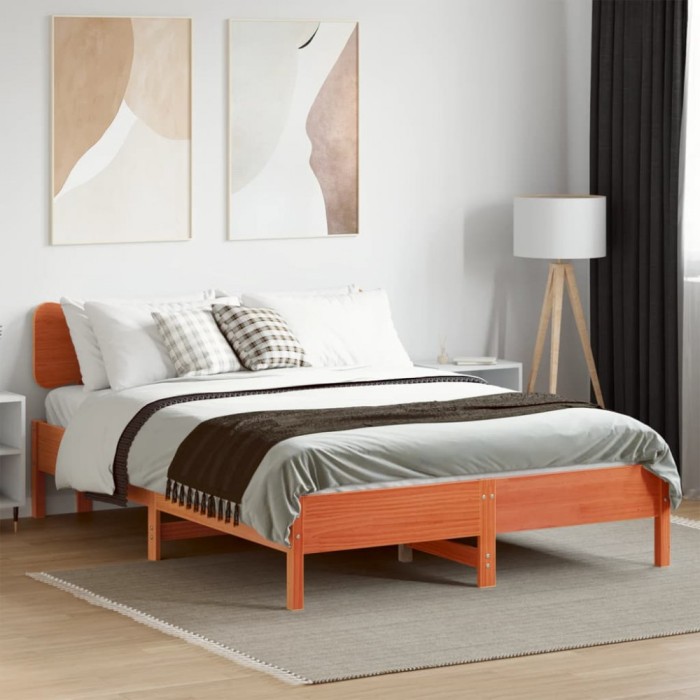 vidaXL Cadru de pat fără saltea, maro ceruit 150x200 cm lemn masiv pin 3328231