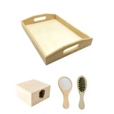 Set mot din lemn natur, nepersonalizat, 4 piese, ideal pentru DIY