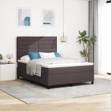 VidaXL Pat cu arcuri cu saltea Maro &icirc;nchis 160 x 200 cm țesătură