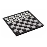 Joc FOXMAG24, 3 in 1, table, dame, sah, magnetic, dimensiune 24 cm, alb/negru