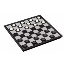 Joc FOXMAG24, 3 in 1, table, dame, sah, magnetic, dimensiune 24 cm, alb/negru