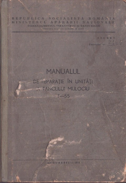 1162SPN Manualul de reparație &icirc;n unități a tancului mijlociu T-55, 1974