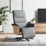 vidaXL Fotoliu rabatabil cu suport de picioare, gri deschis, textil