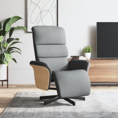 vidaXL Fotoliu rabatabil cu suport de picioare, gri deschis, textil