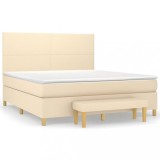 Cumpara ieftin Pat continental cu saltea, crem, 180x200 cm, textil