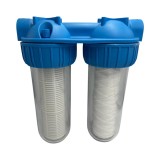 Cumpara ieftin Filtru Roval Apa Duplex 2x10" 1" Cu 2 Cartuse Filtrante Nylon Polipropilena Sedimente