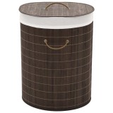 Cumpara ieftin Cos de rufe din bambus, oval, maro inchis