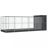 Cumpara ieftin Voliera de pasari cu extensie, argintiu, 623x203x216 cm, otel