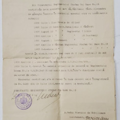 CERTIFICAT SI FOAIE MATRICOLA PENTRU OFITERI , ELIBERATE LA 15 IULIE 1916