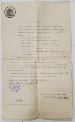 CERTIFICAT SI FOAIE MATRICOLA PENTRU OFITERI , ELIBERATE LA 15 IULIE 1916 foto