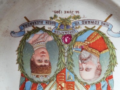 RARA = FARFURIE DECOR FOARTE VECHE 20 JUNE1902 - INCORONAREA KING EDWARD VII ALEXANDRA - familia regala foto