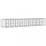 Padoc pentru c&acirc;ini de exterior cu acoperiș, 24,2 m&sup2;, oțel