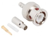 Conector BNC mufă tată drept 50&Omega; crimpat POM aurit