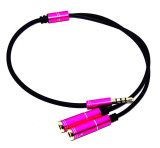 Spliter Cablu audio Jack 3.5mm 4 pin Tata la 2 x 3.5mm 3 pin Mama (casti/ boxe) - 30cm
